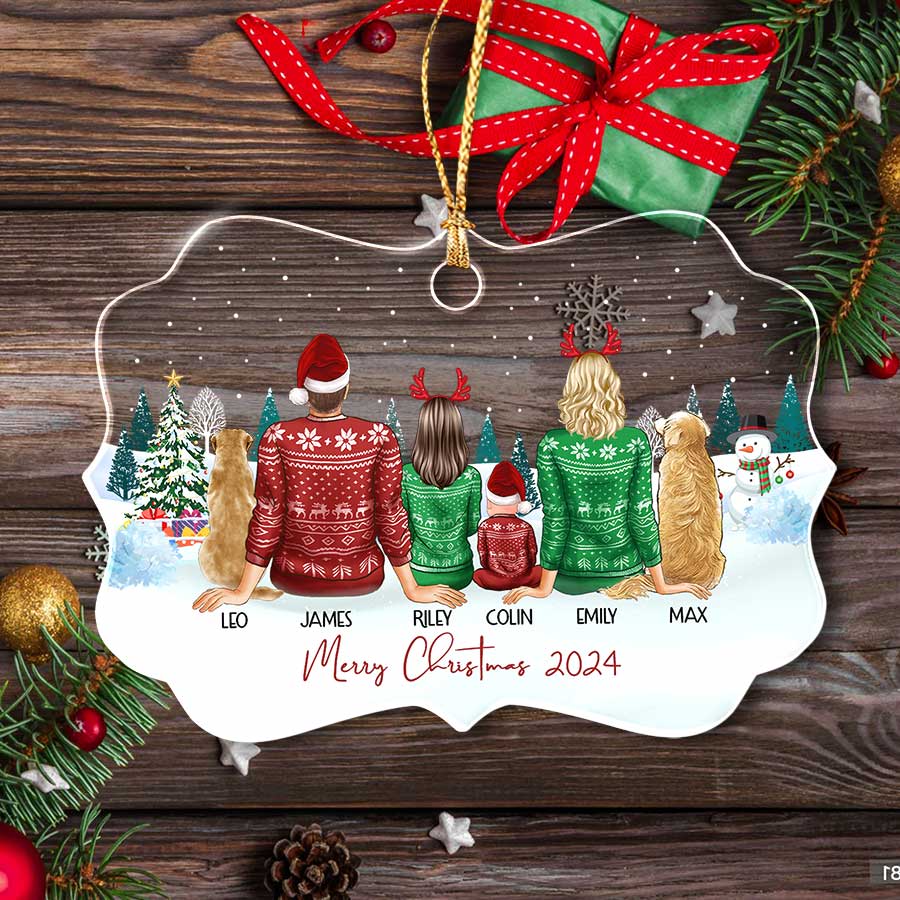 Christmas Ornament Family with Dog