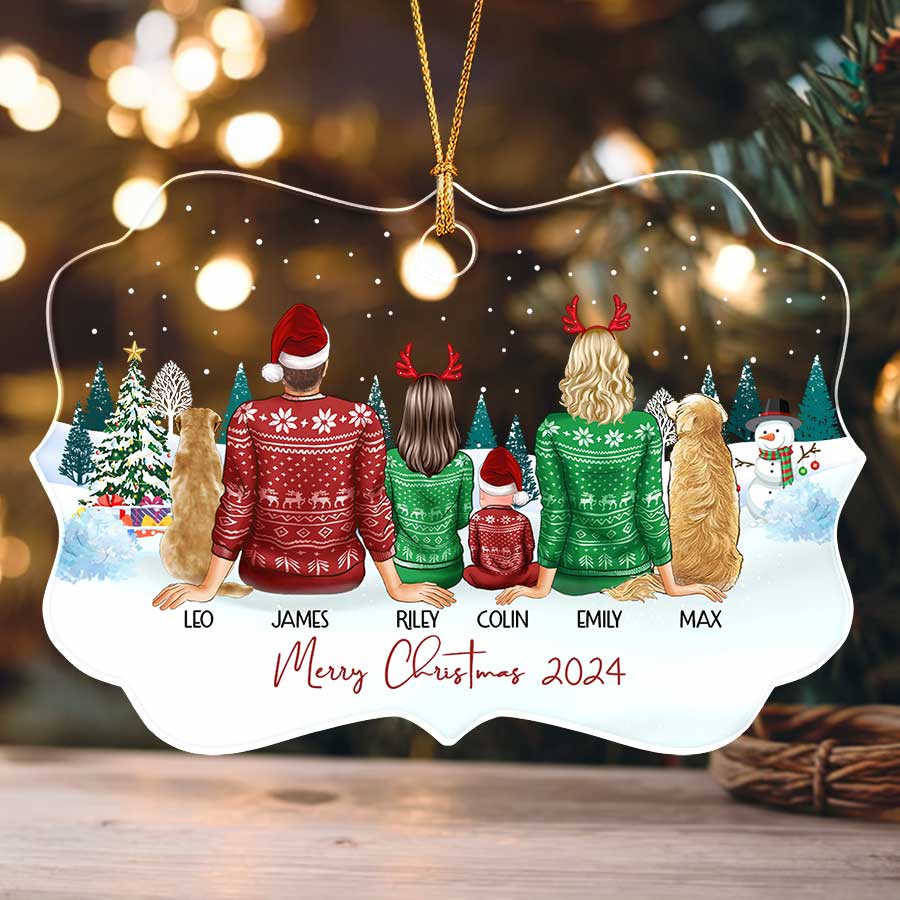 Christmas Ornament Family with Dog