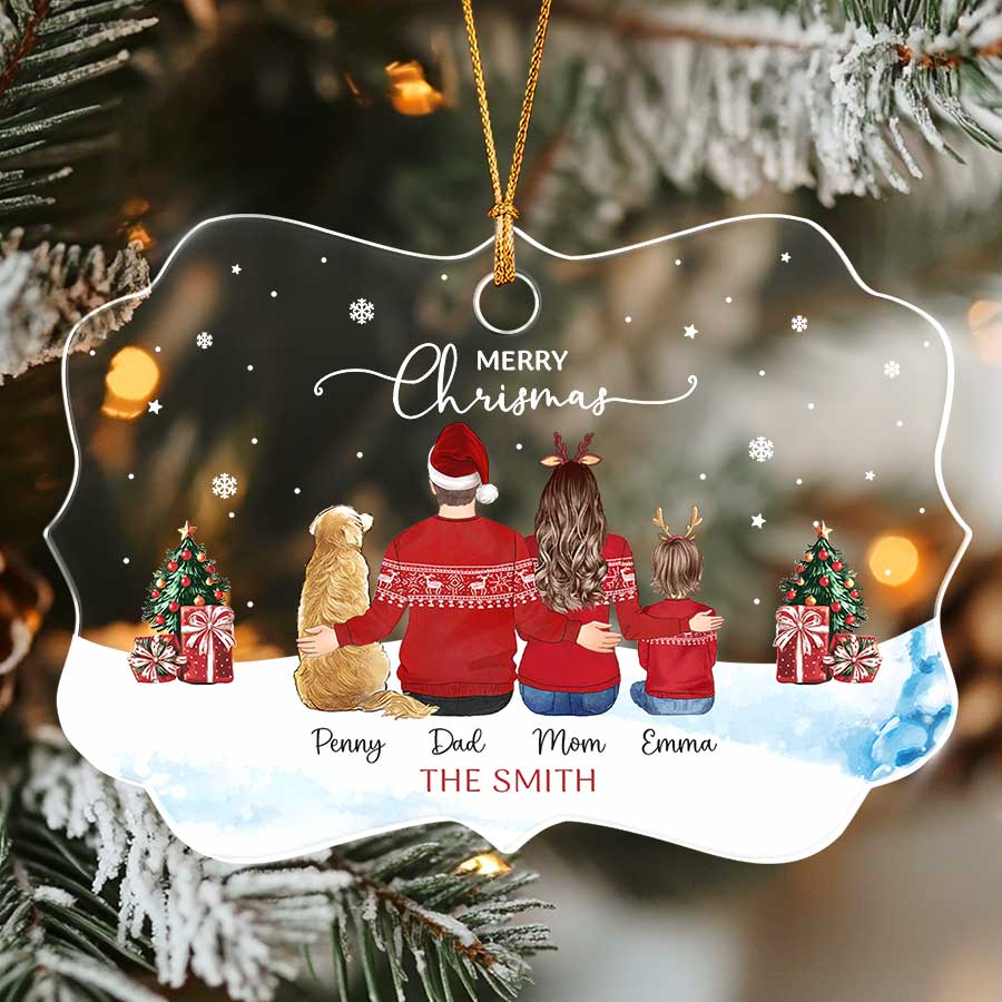 Christmas Ornament Family with Dog