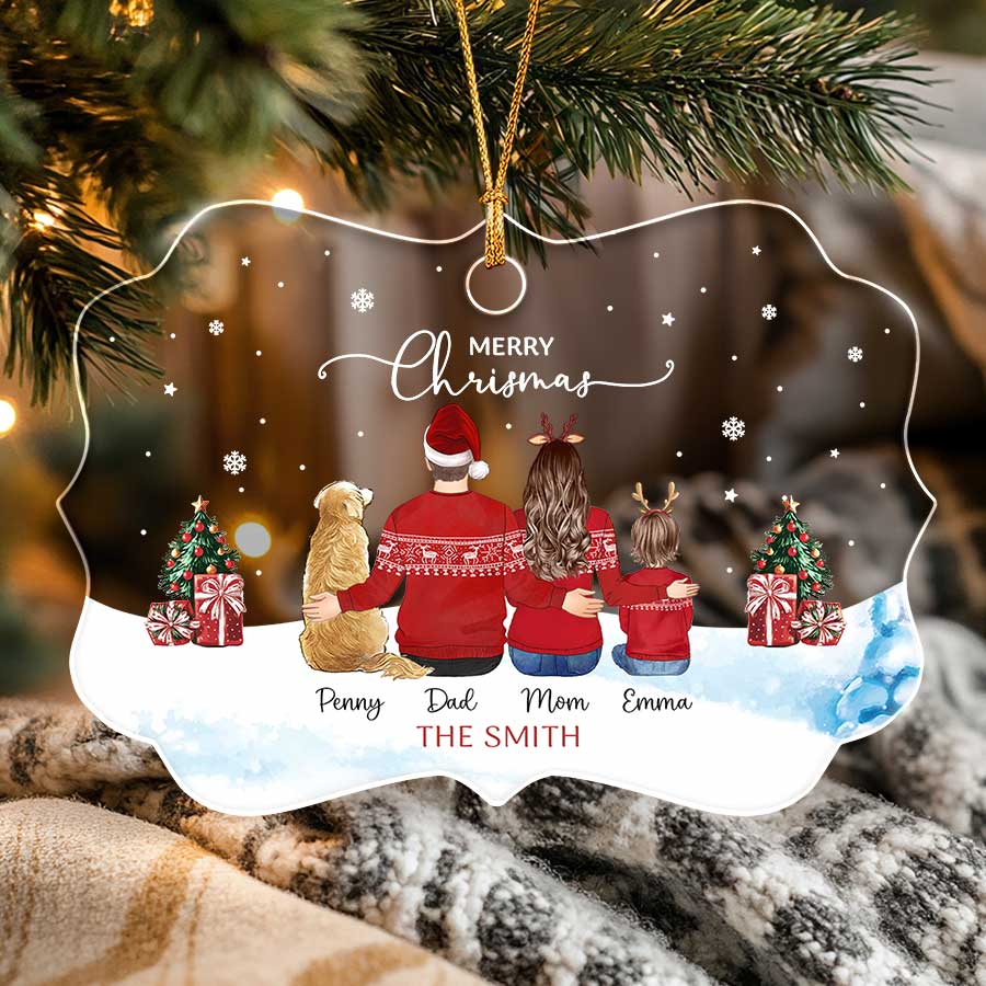 Christmas Ornament Family with Dog