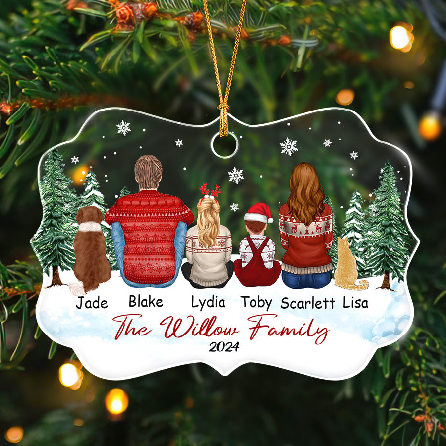 Personalized Family Ornaments with Dog and Cat