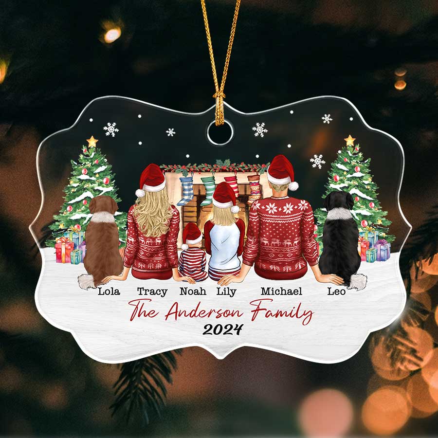 Custom Family Ornament with Dog