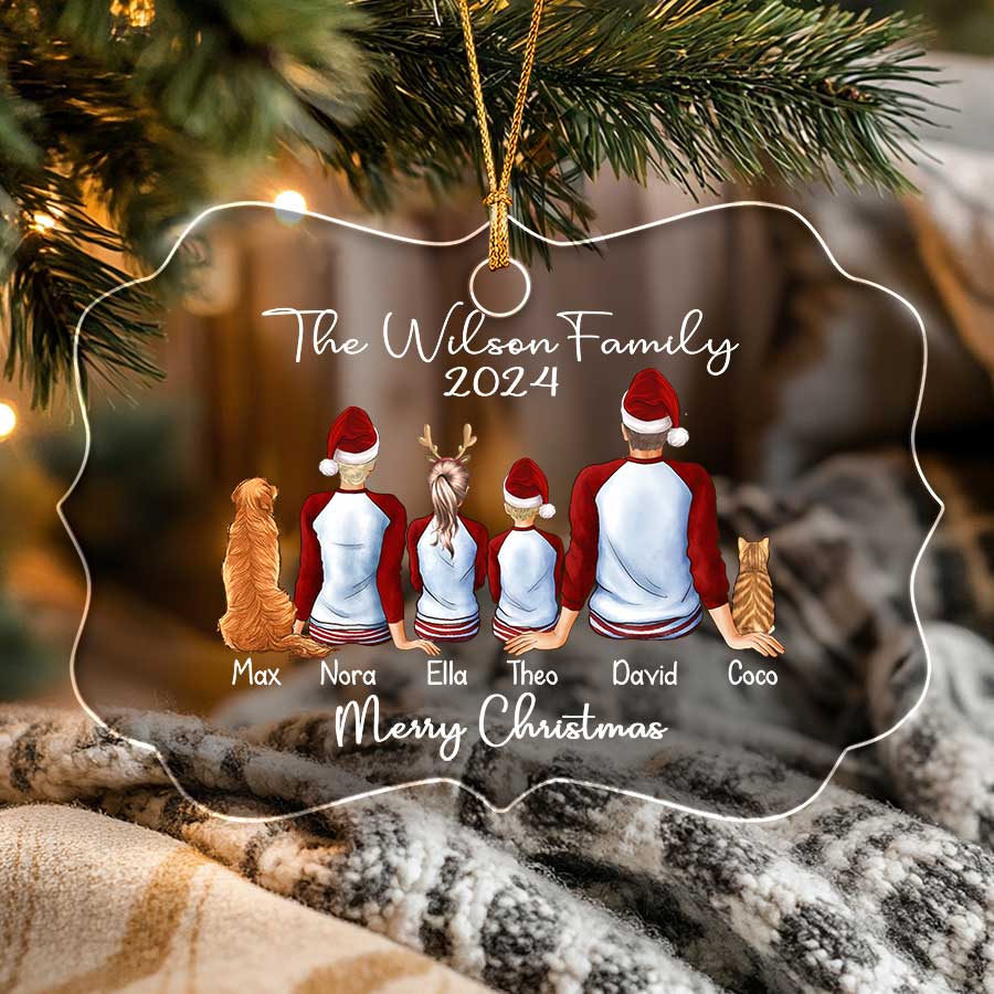 Christmas Ornament Family with Dog