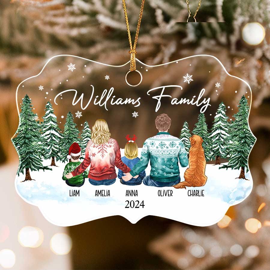 Custom Family Ornament with Dog