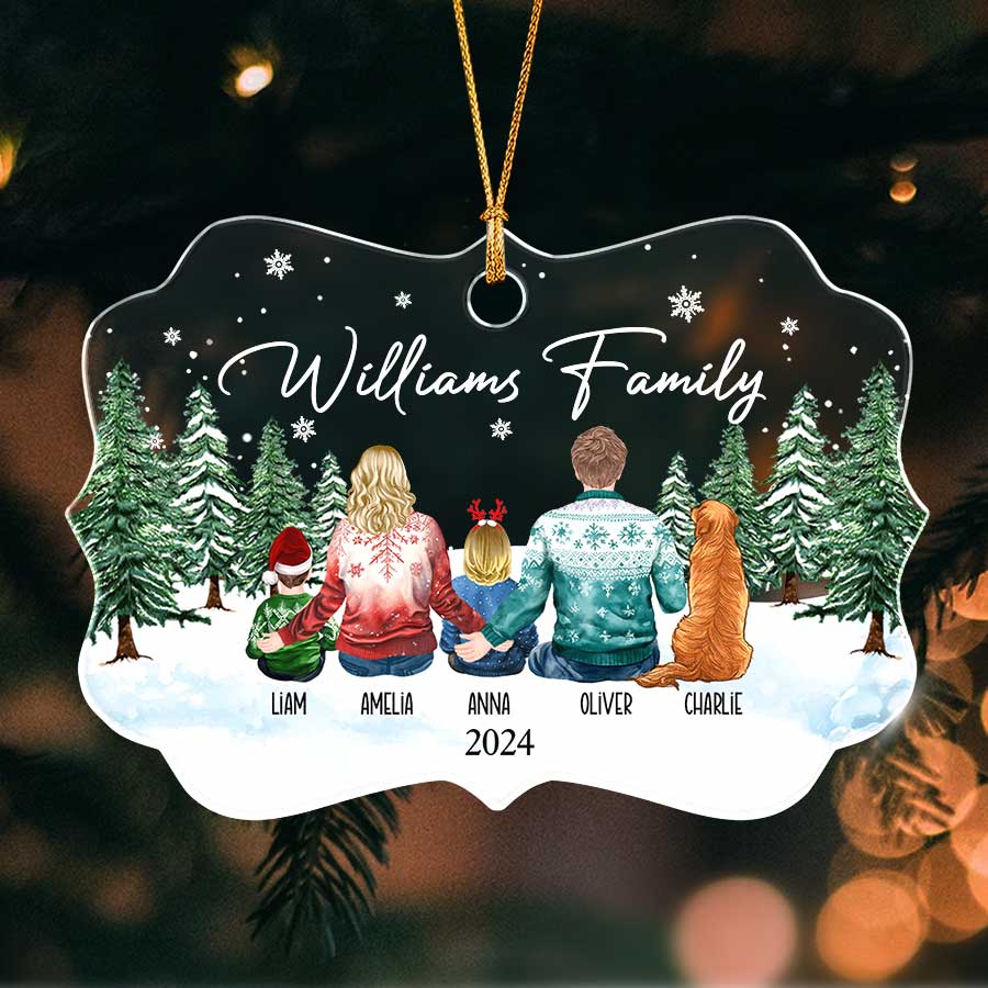 Custom Christmas Ornament Family of 3 With Dog