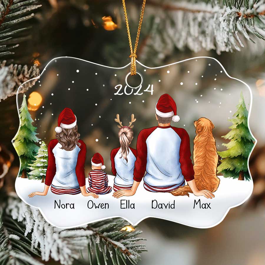 Personalized Family Christmas Ornament with Dog