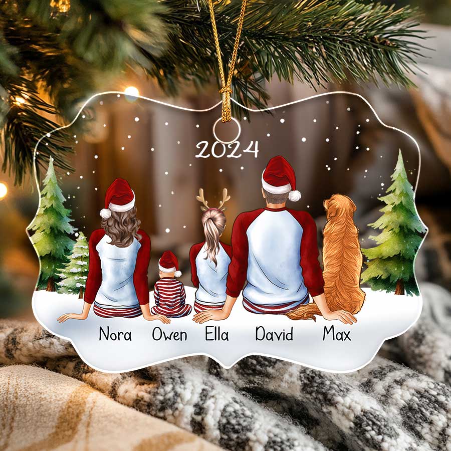 Personalized Family Christmas Ornament with Dog