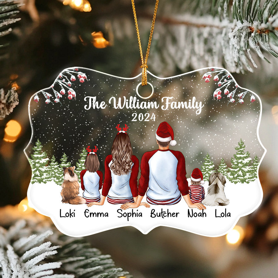 Custom Family Ornament with Dog