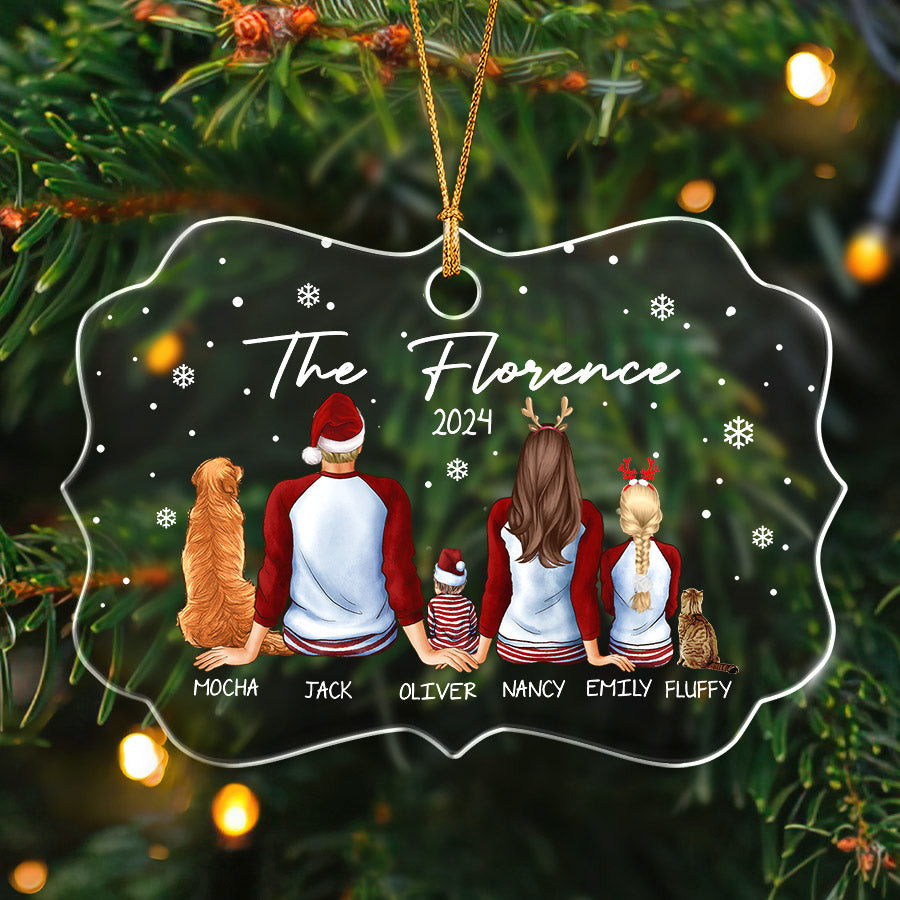 Family Personalized Christmas Ornaments With 2 Dogs