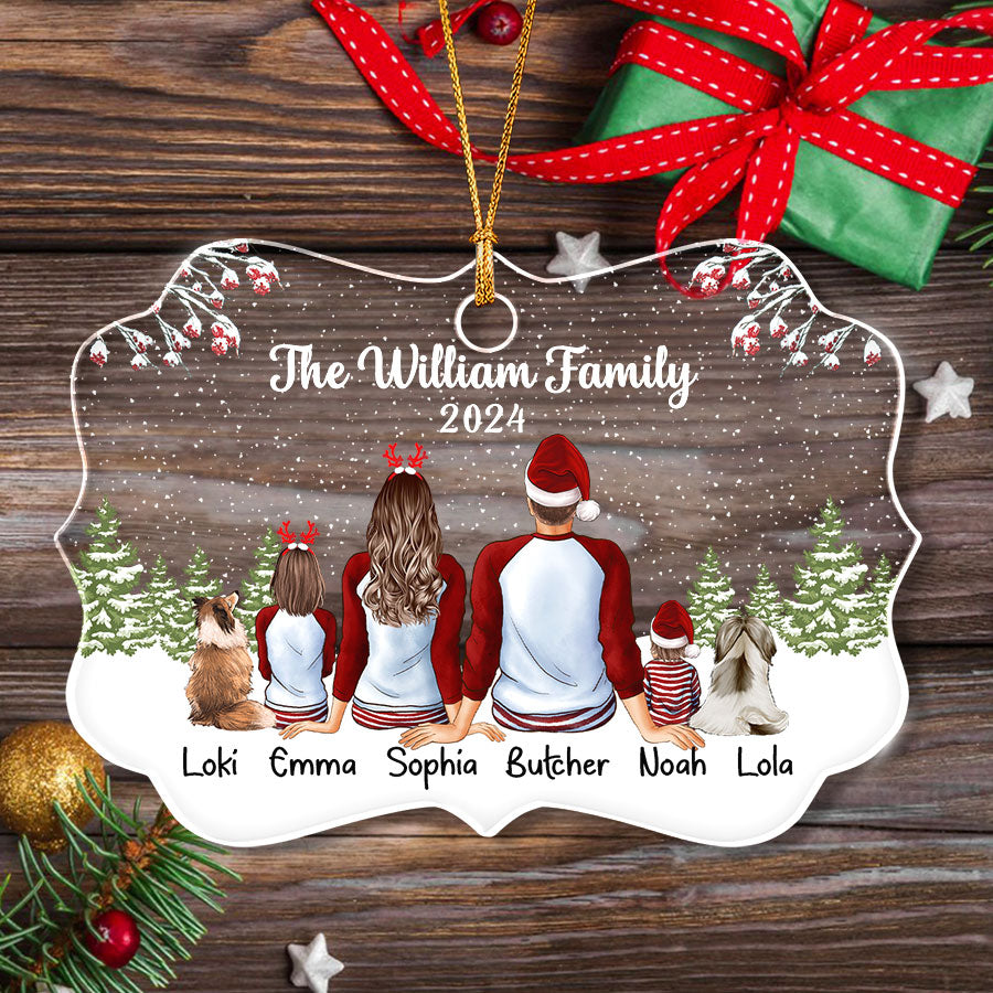 Custom Family Ornament with Dog