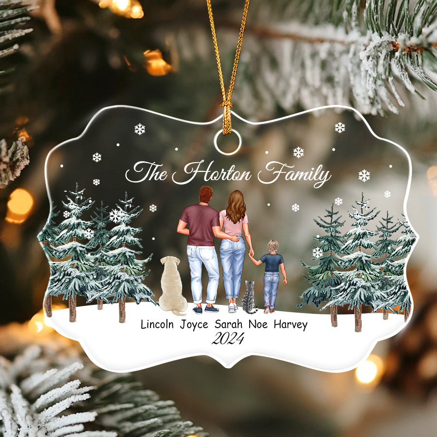 Custom Family Ornaments With Two Dogs