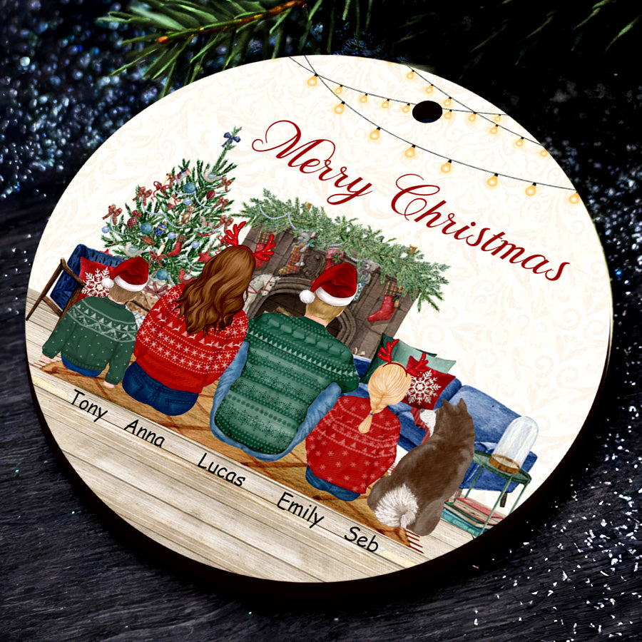 Personalised Family Christmas Ornaments With Dog