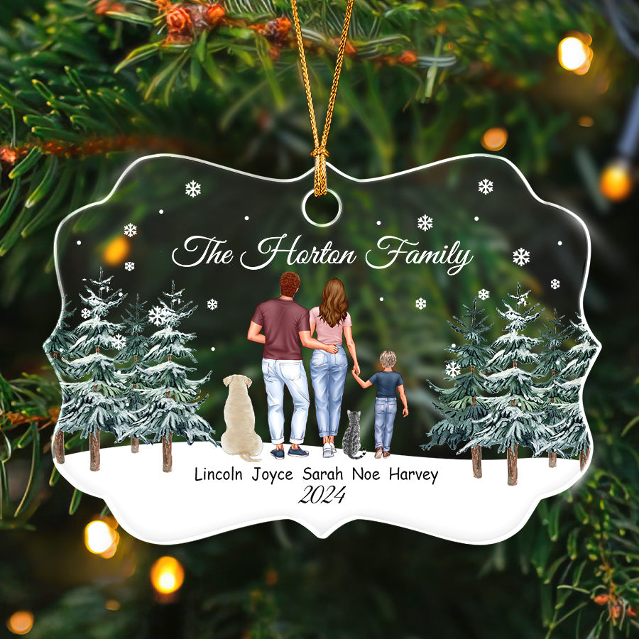 Custom Family Ornaments With Two Dogs