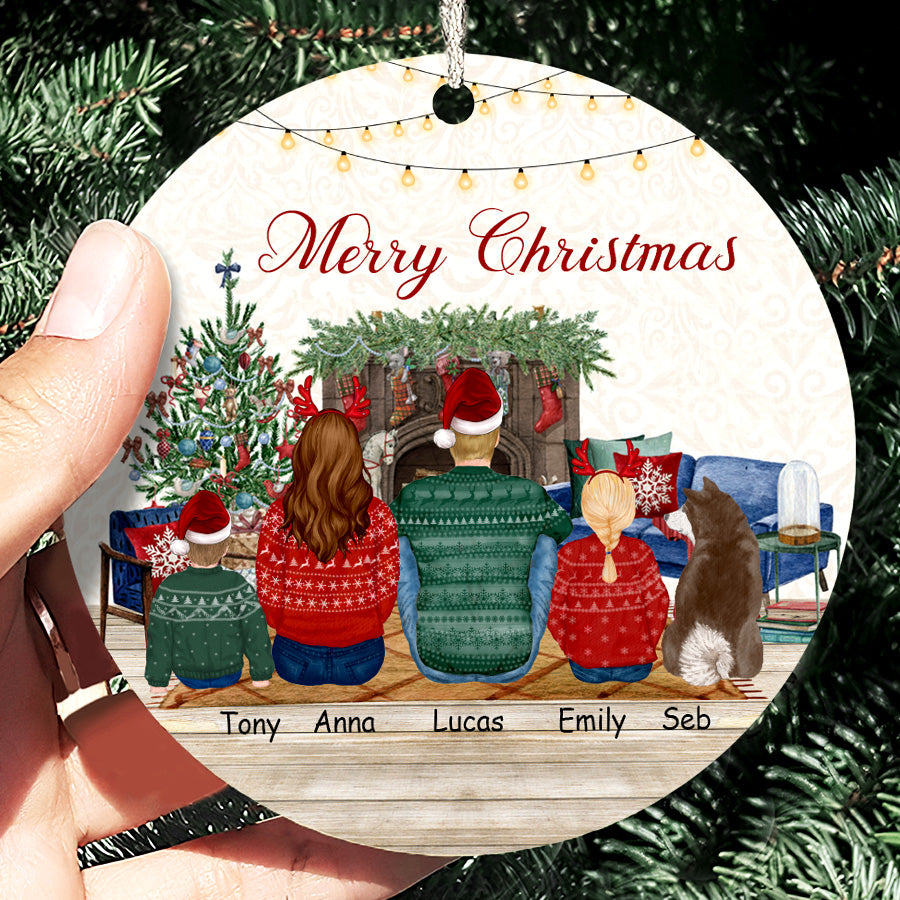 Personalised Family Christmas Ornaments With Dog