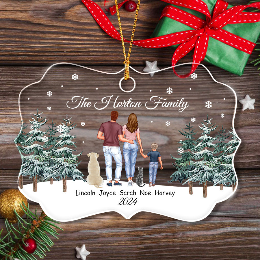 Custom Family Ornaments With Two Dogs