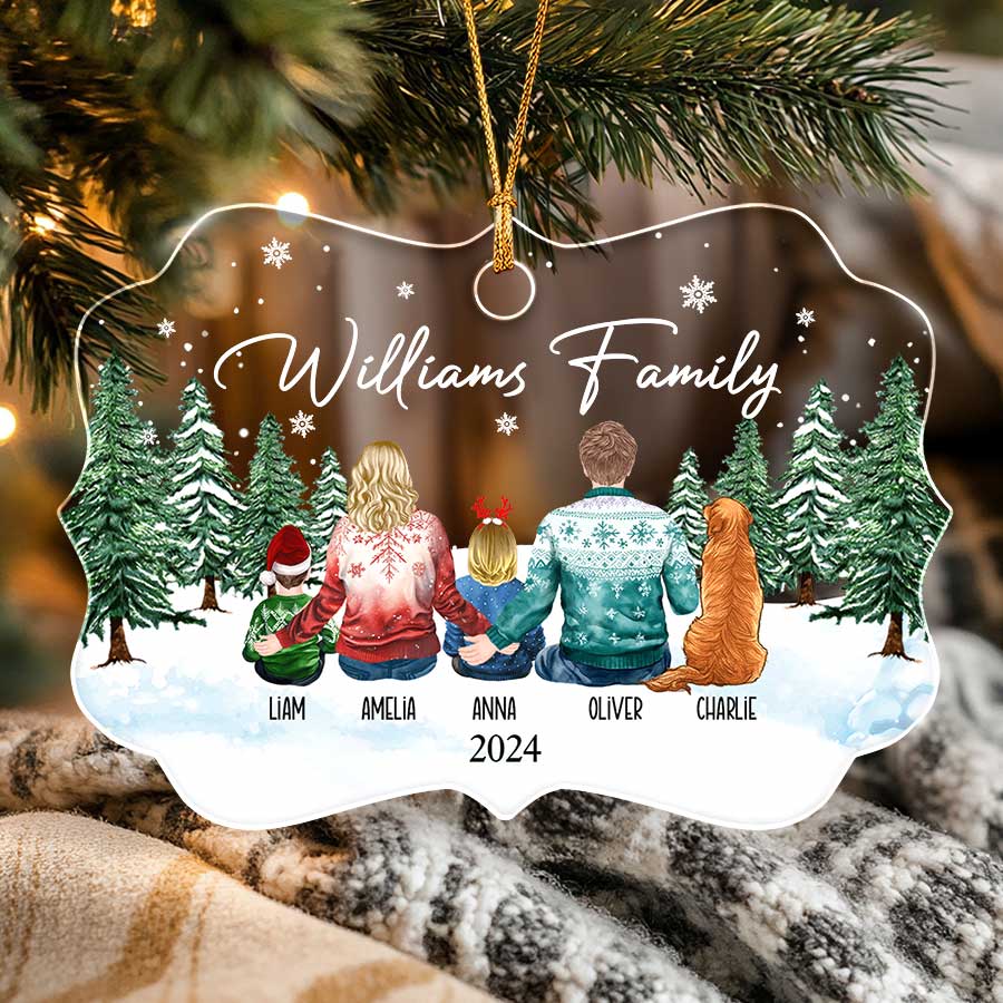 Personalised Christmas Ornament Family With 2 Dogs