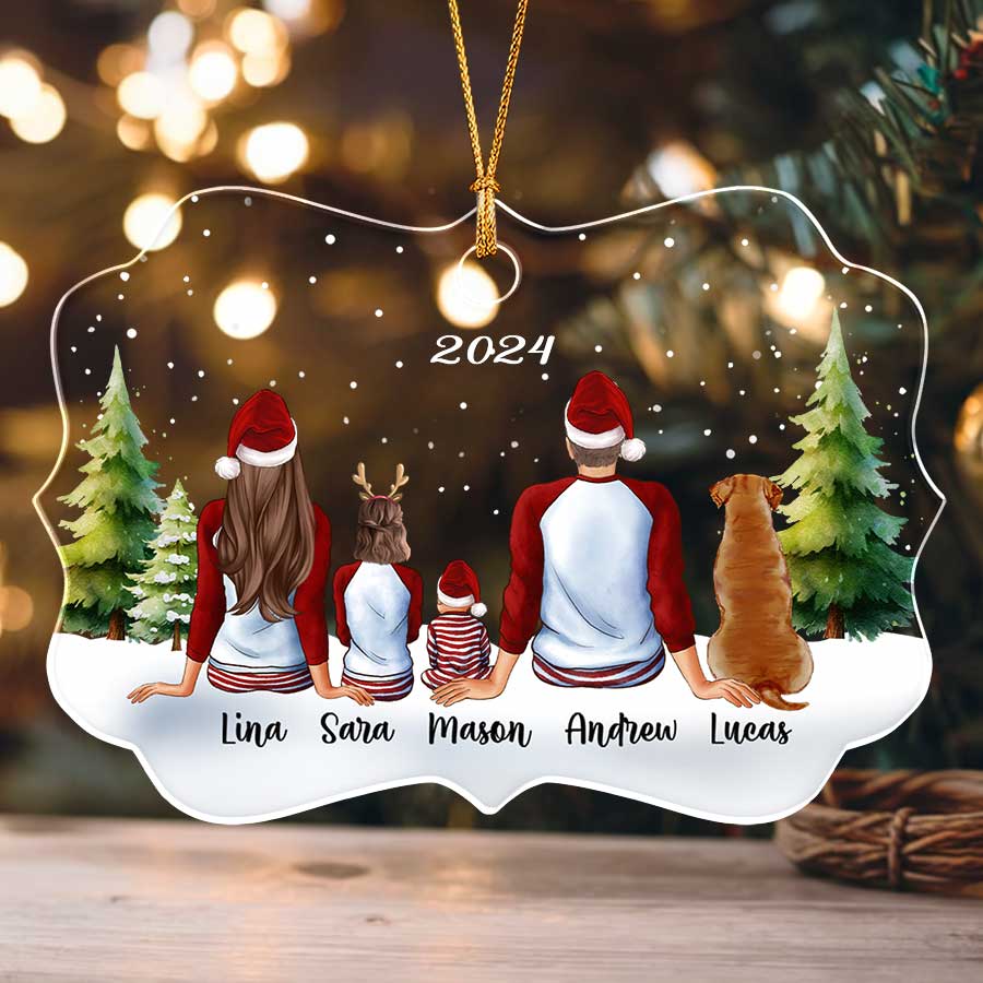 Personalized Family Christmas Ornaments With Dog