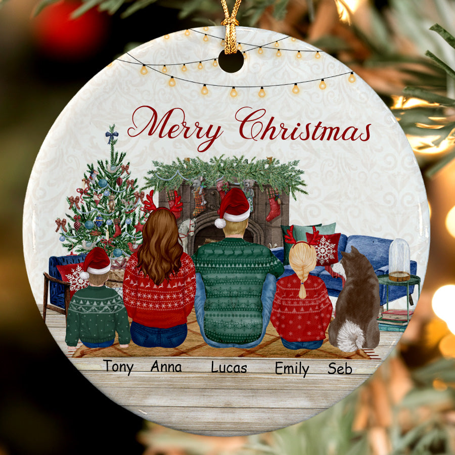 Personalised Family Christmas Ornaments With Dog