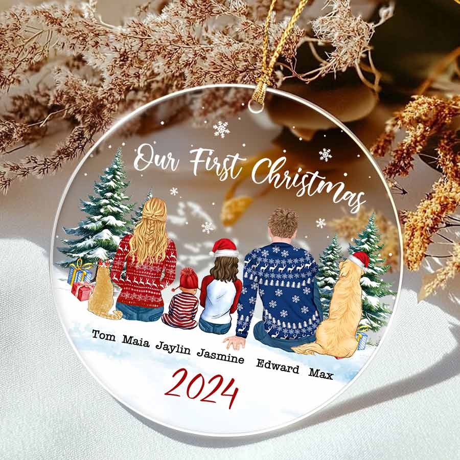 Family of 6 with Dog Personalized Ornament