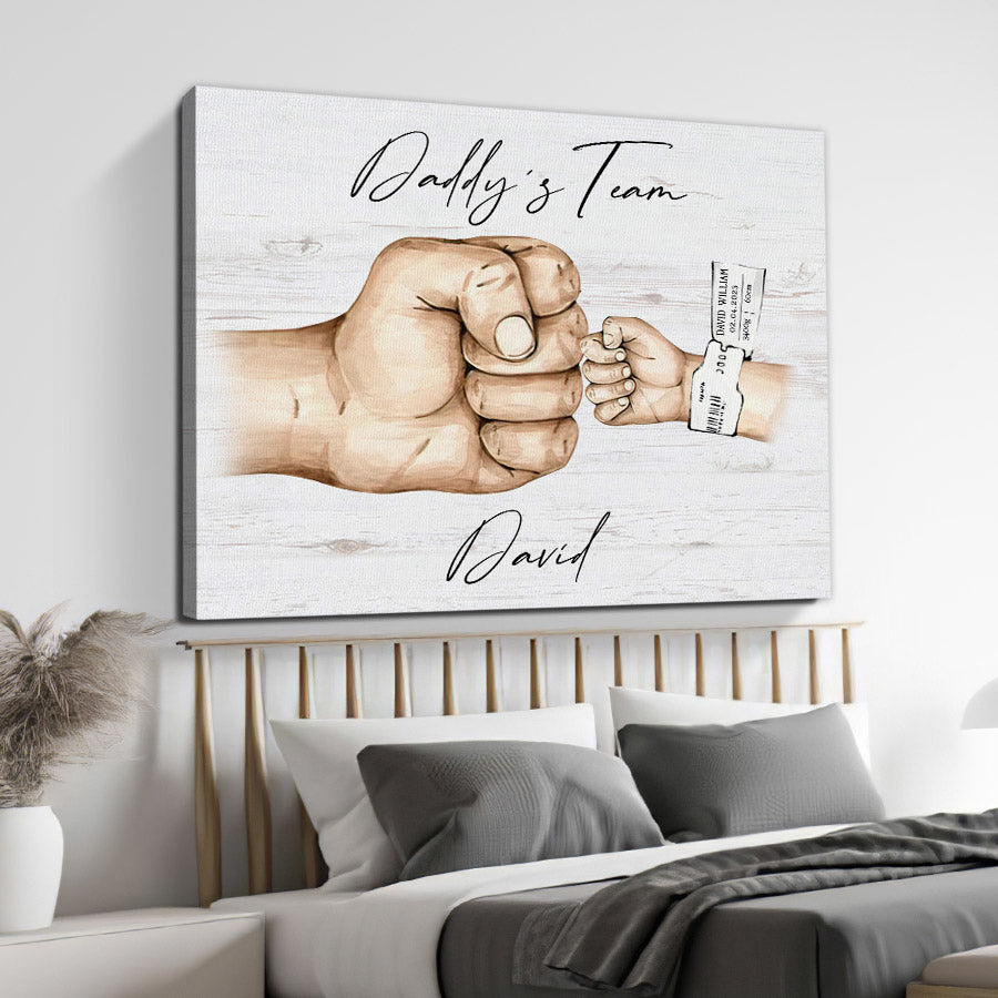 Custom First Time Dad Fathers Day Gift Canvas