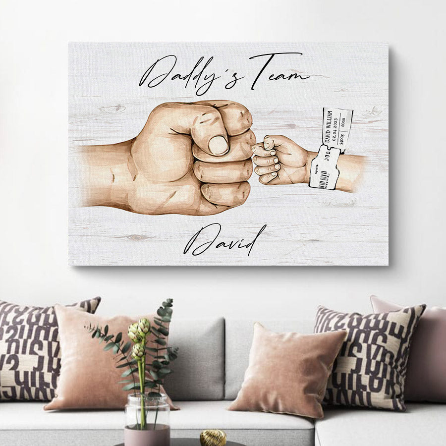 Custom First Time Dad Fathers Day Gift Canvas