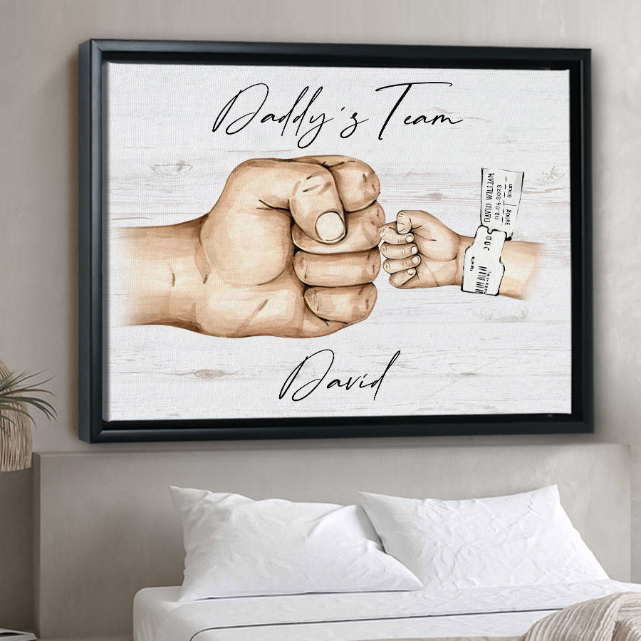 Custom First Time Dad Fathers Day Gift Canvas