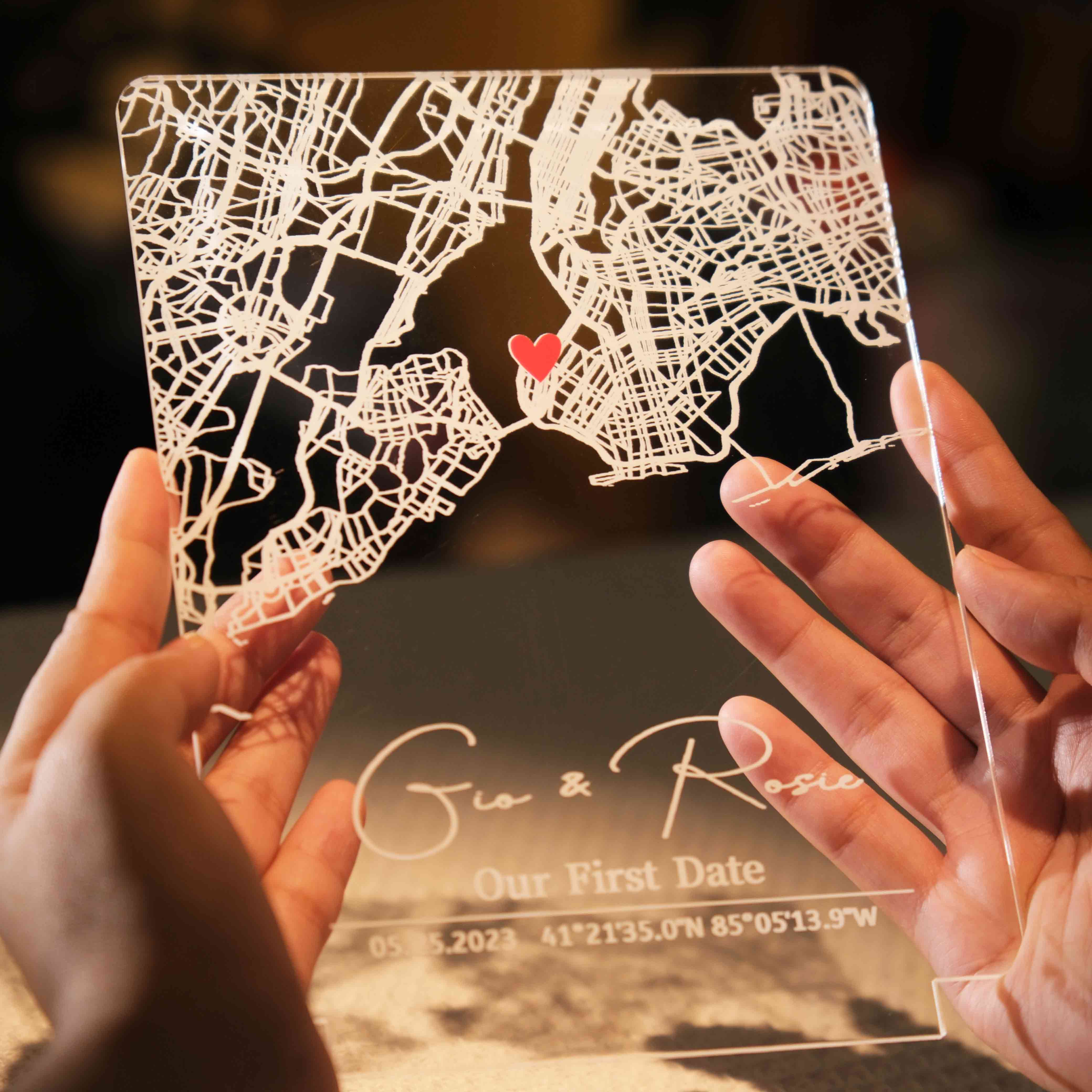 Our First Date Custom Map Acrylic Plaque