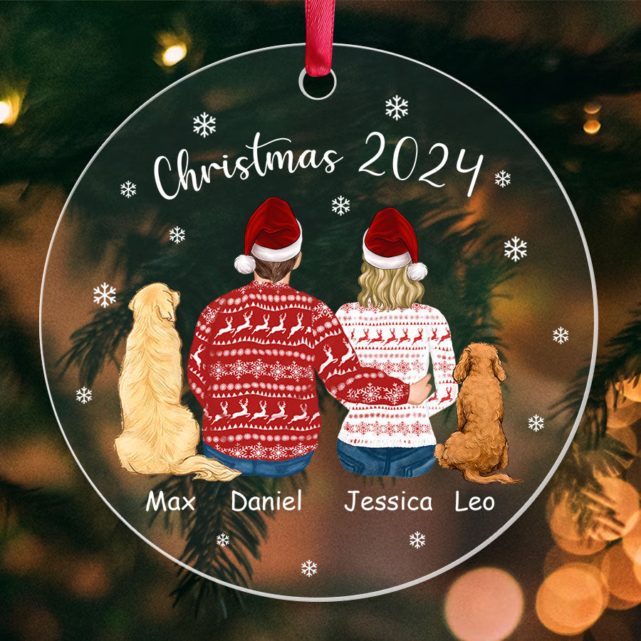 Personalized Couple Ornament With Dog