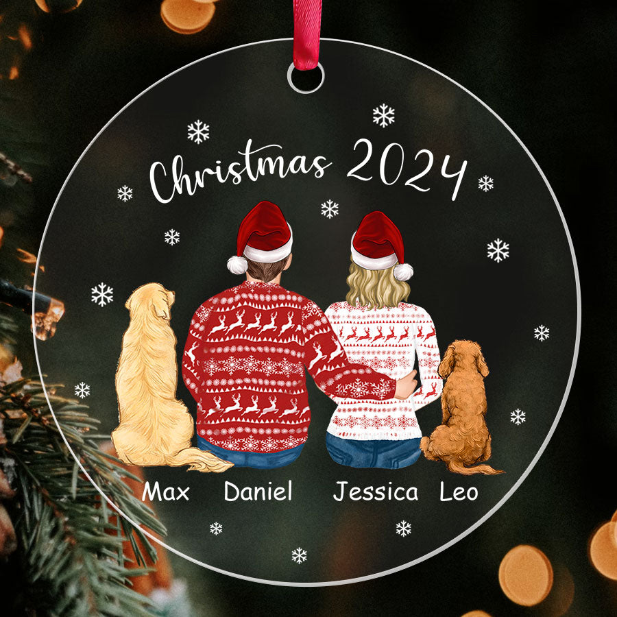 Personalized Couple Ornament With Dog