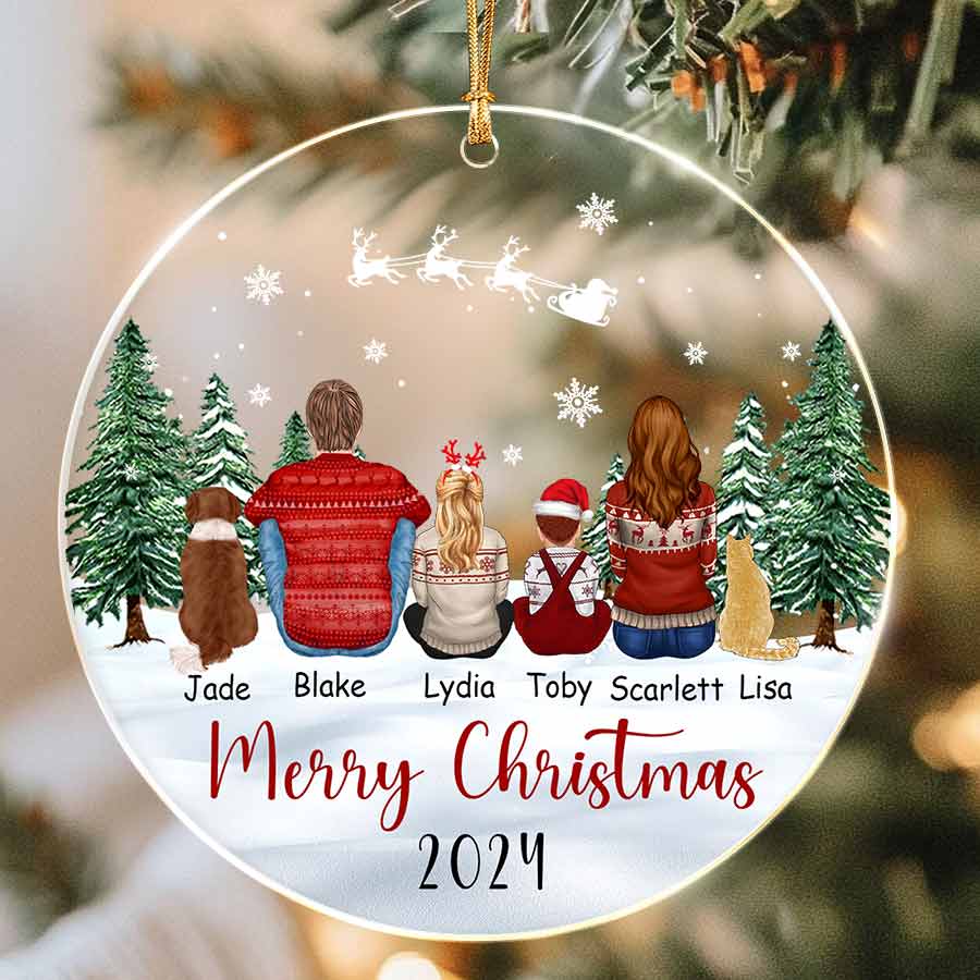 Custom Family Ornament with Cat