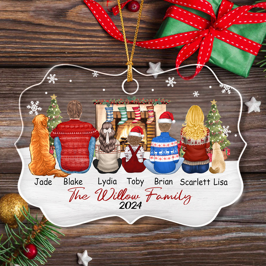 Custom Family Ornament with Cat