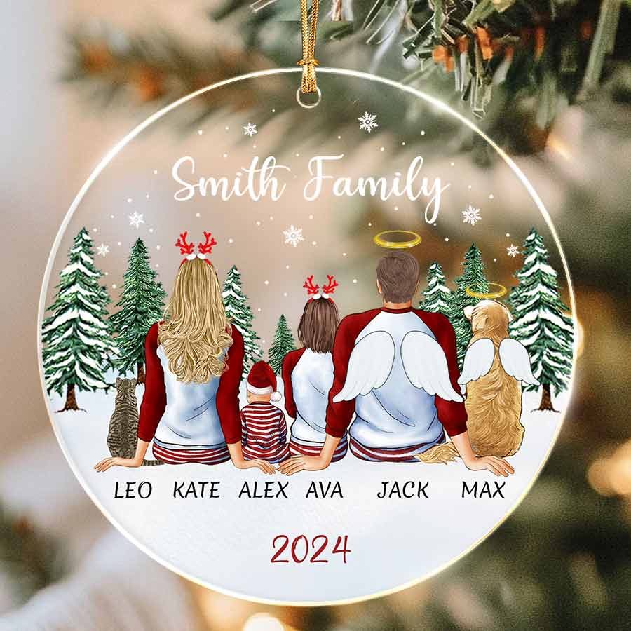 Christmas Ornaments with Family and Pets