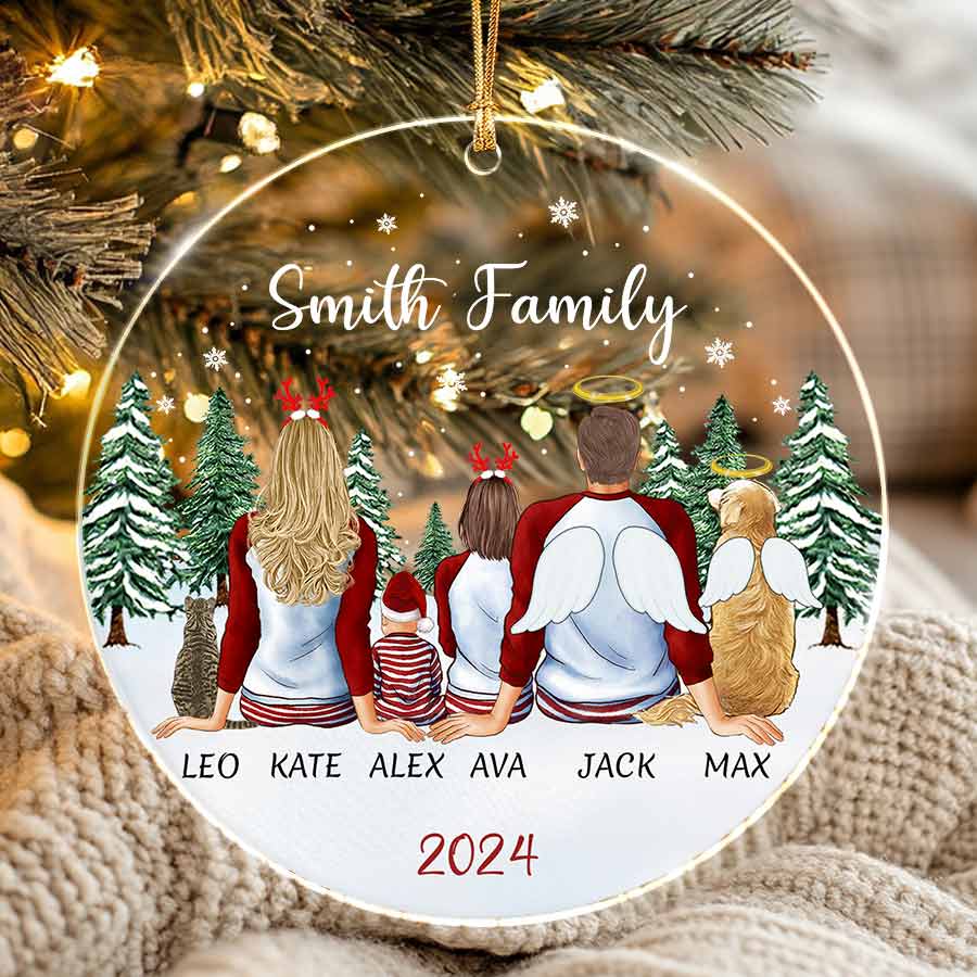 Christmas Ornaments with Family and Pets