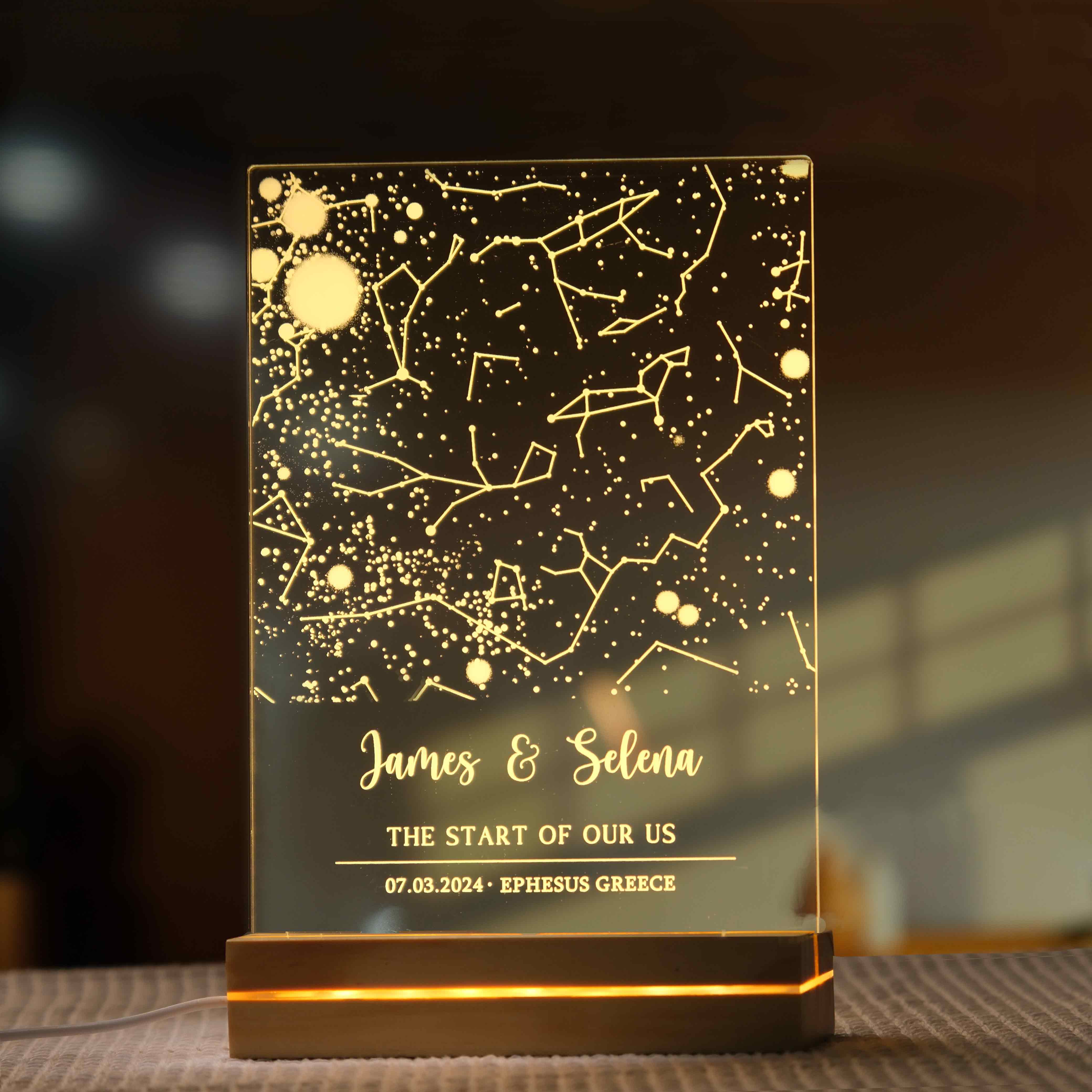 Custom Star Map the Night We Met Night Light Plaque