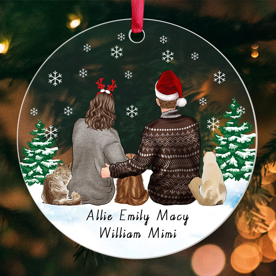 Personalized Ornaments Couple With Cat