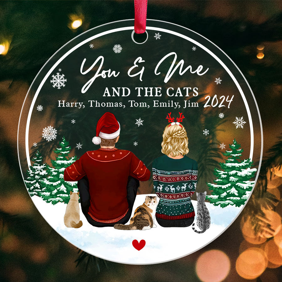 Couple Christmas Ornament with Cats