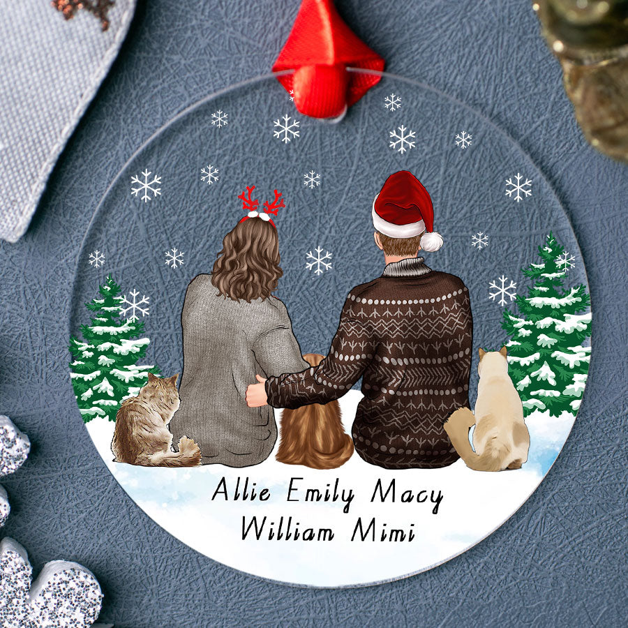 Personalized Ornaments Couple With Cat