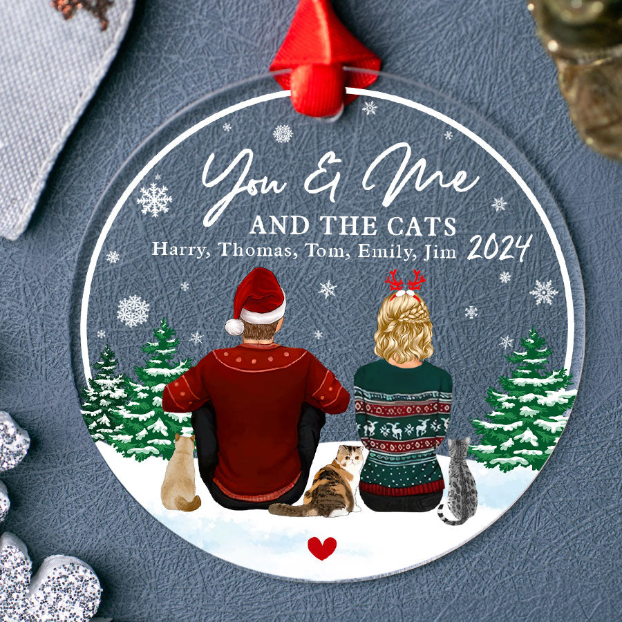 Couple Christmas Ornament with Cats