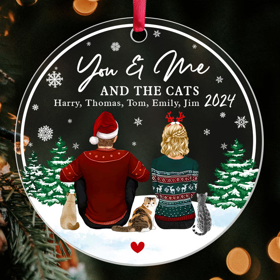 Couple Christmas Ornament with Cats