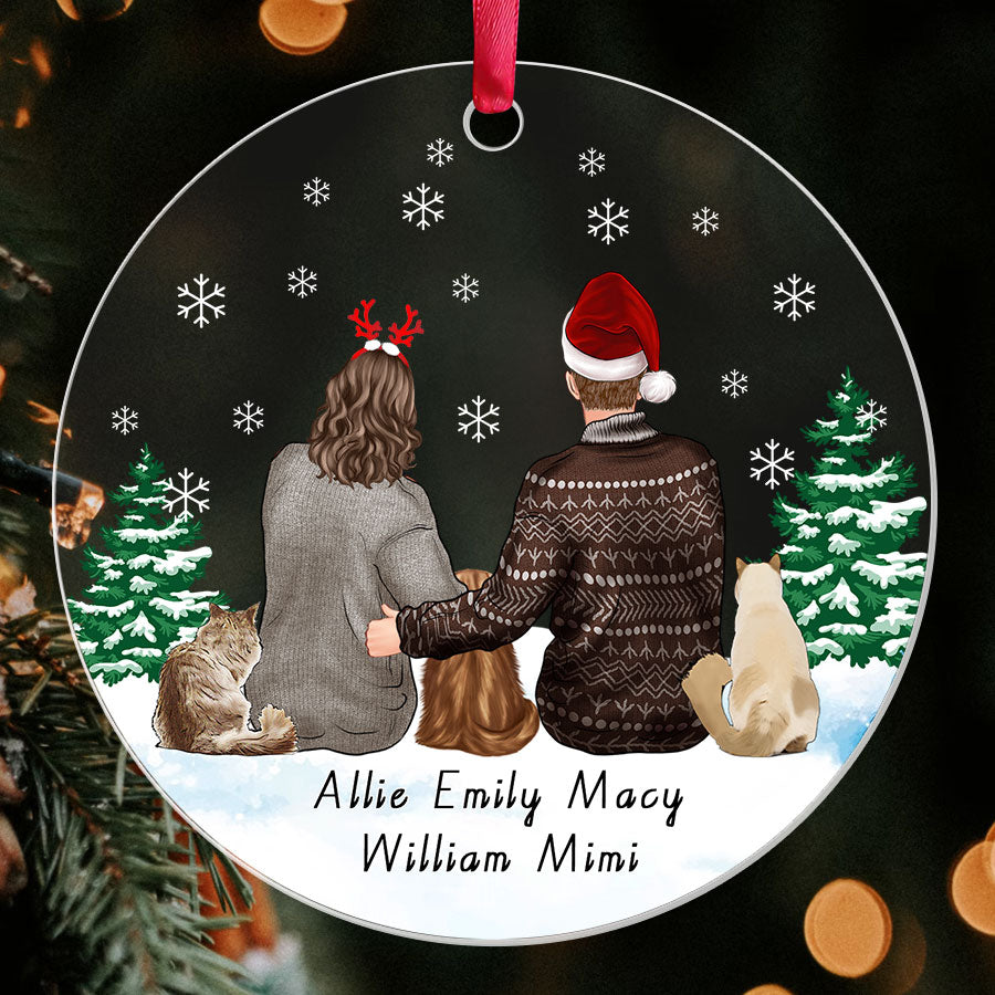 Personalized Ornaments Couple With Cat