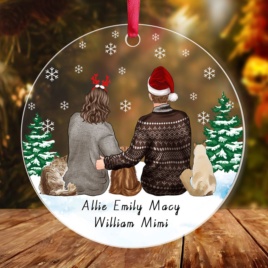 Personalized Ornaments Couple With Cat