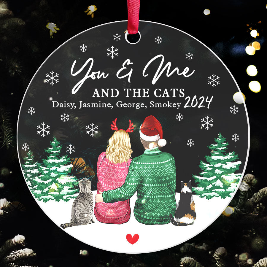 Personalized Couple With Cat Ornaments