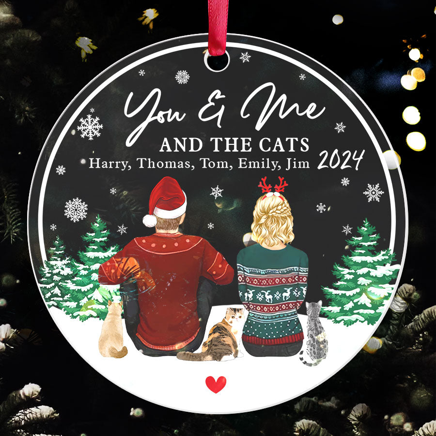 Couple Christmas Ornament with Cats