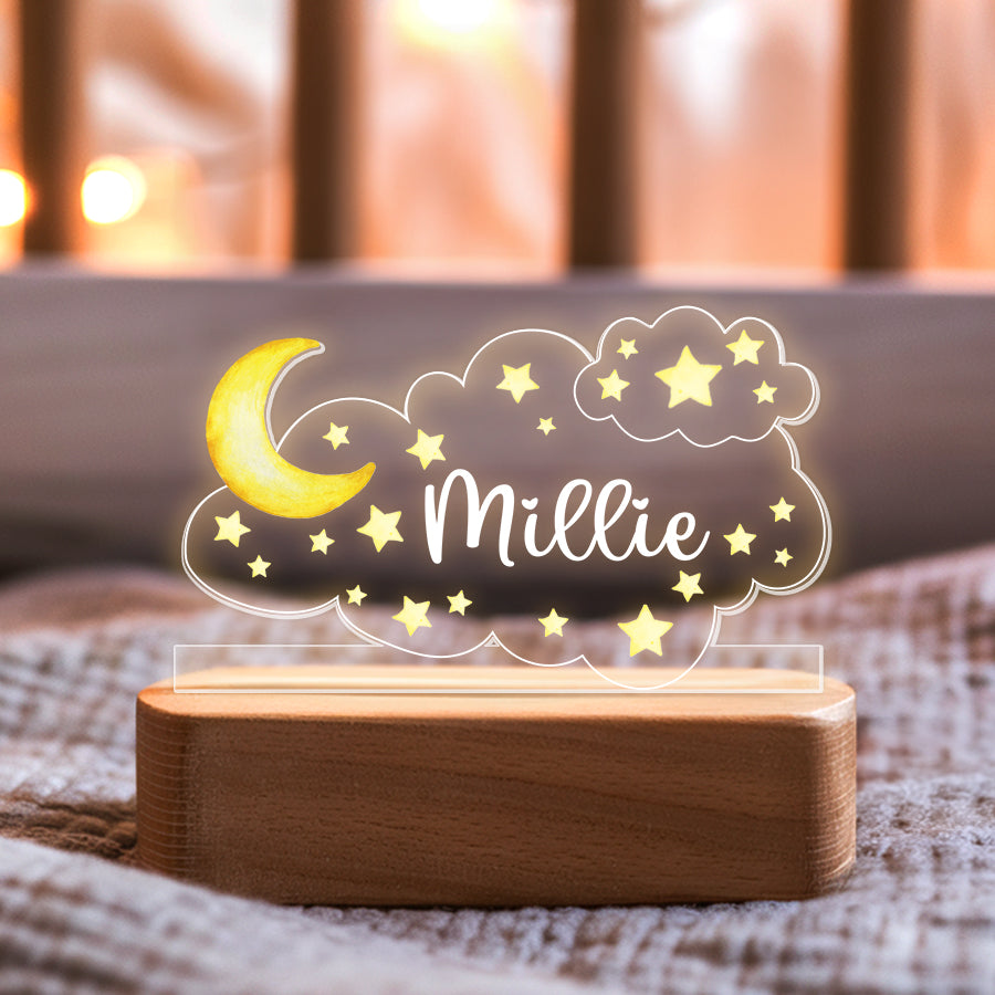 Personalized Night Light With Moon & Stars