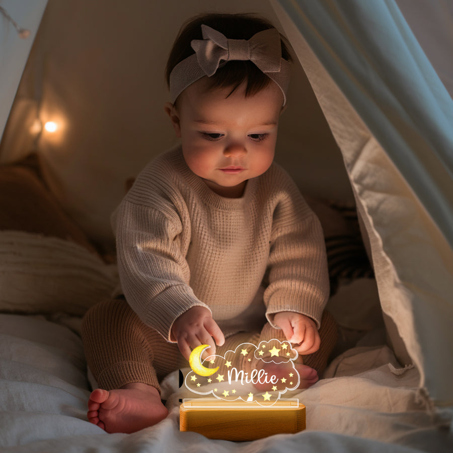 Personalized Night Light With Moon & Stars