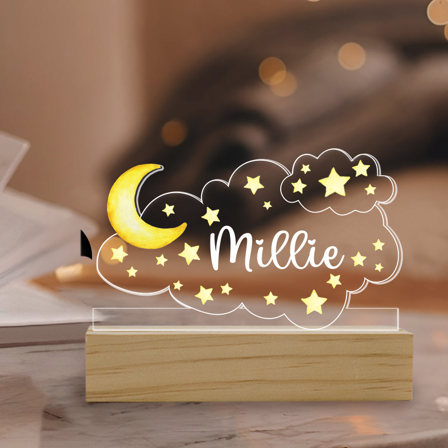 Personalized Night Light With Moon & Stars