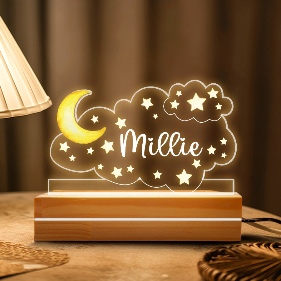 Personalized Night Light With Moon & Stars