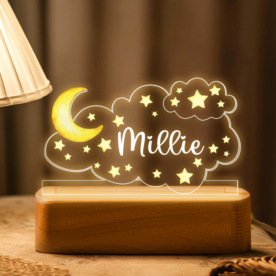 Personalized Night Light With Moon & Stars