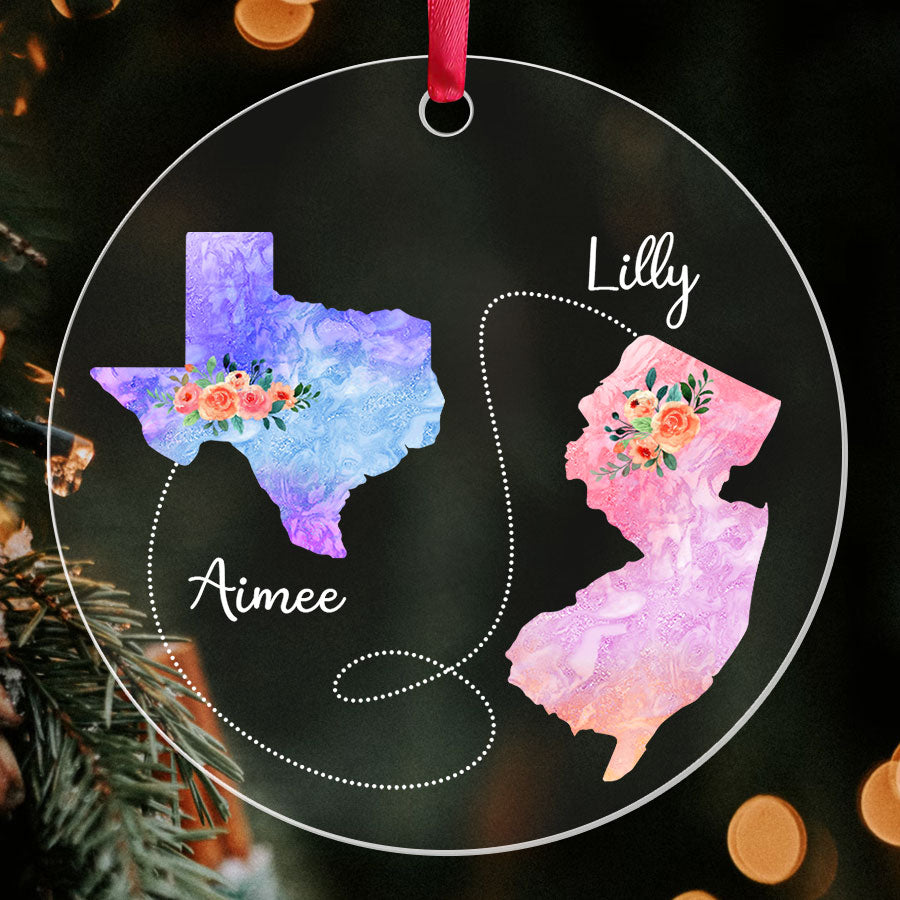 Long Distance Relationship Christmas Ornament