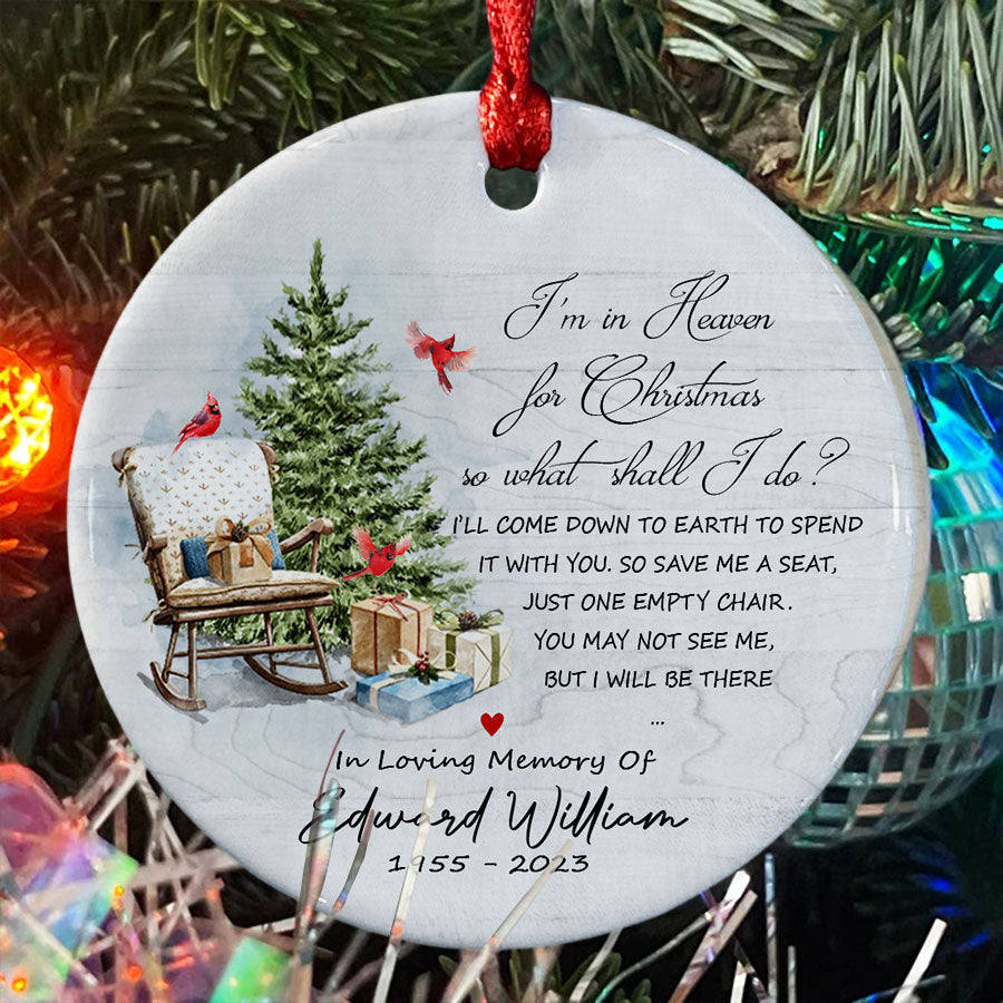 Christmas In Heaven Chair Ornament | In Loving Memory Ornaments ...